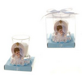 Praying Baby Angel Poly Resin Candle Set - Blue